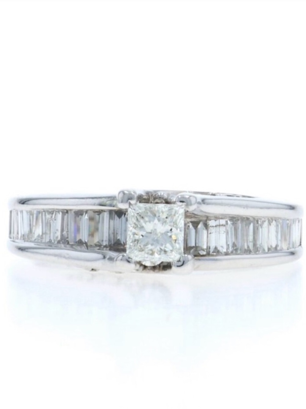 Classic White Diamond Channel-Set Engagement Ring - White